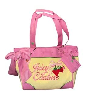 Juicy Couture Pink & Yellow Strawberry Tote Bag-Yellow Iris